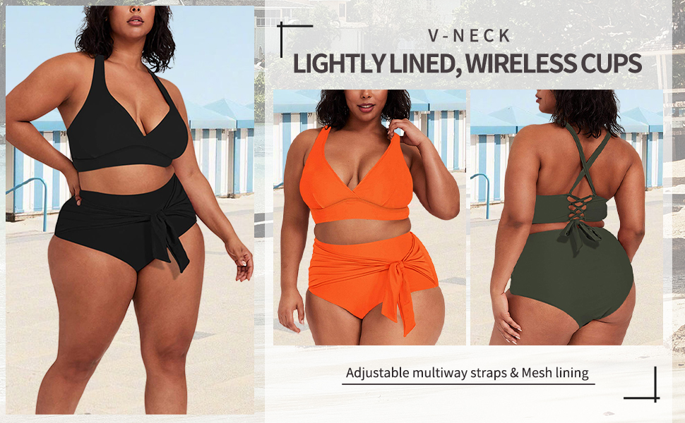 Women''s 2 Piece Plus Size High Waisted Swimsuit 