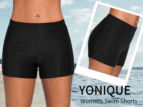 Yonique Womens Swim Shorts Solid Tankini Bottoms Swimsuit Bottoms