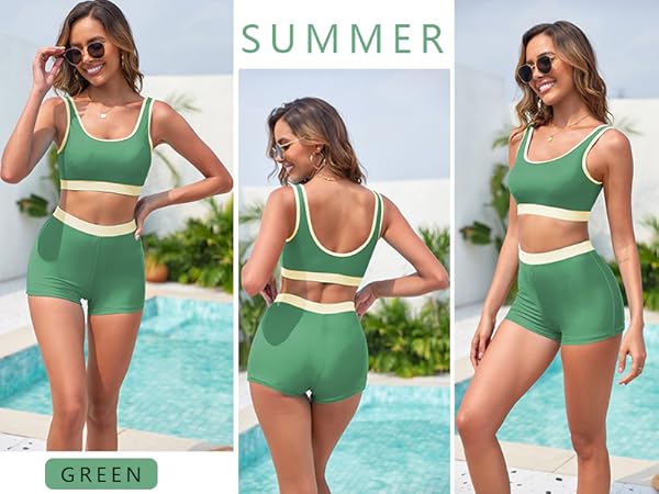 Color Block High Waisted Bikini Teen