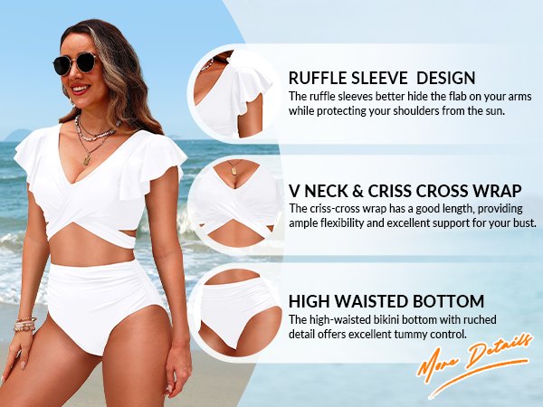 Two Piece Ruffle High Waisted Swimsuits