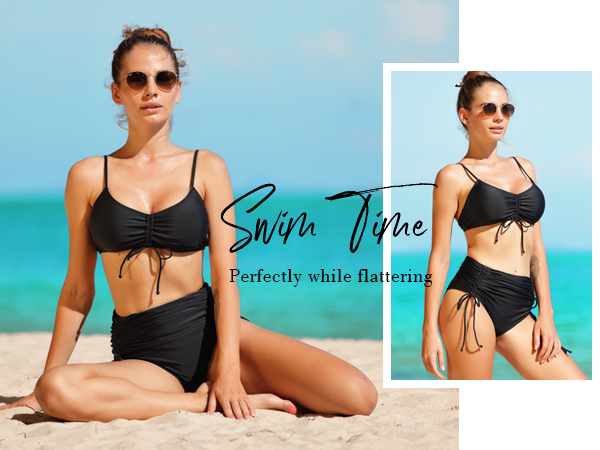 Two Piece Bathing Suits Ruched Triangle Bikini-2-1-