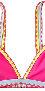 Women''s Color Block Triangle Bikini Top