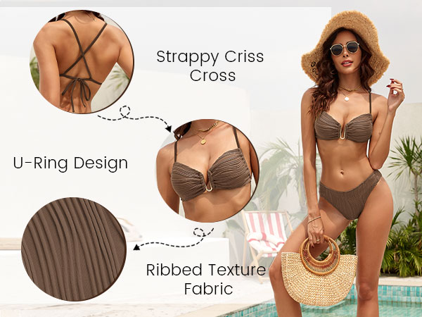 texture ribbed swim suits