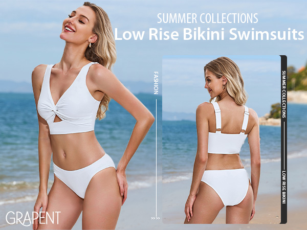 GRAPENT Bikini Swimsuits for Summer Cutout Twist Knot Bikini Sets with Cropped Tank Swim Top