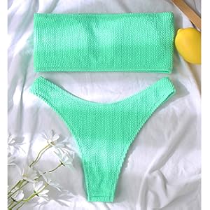 Ribbed strapless  bikini swimsuit