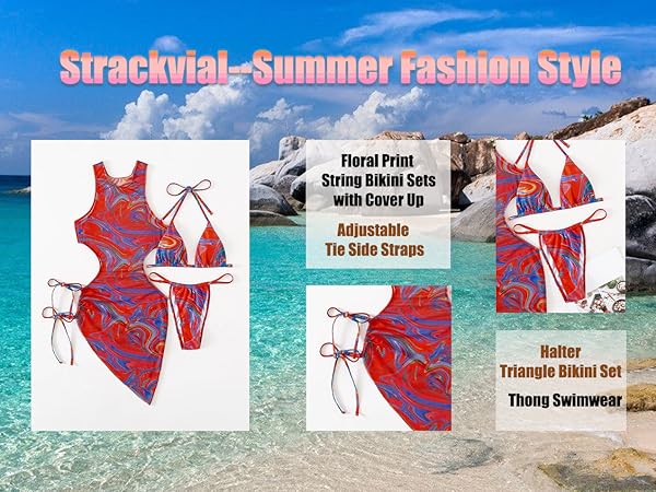 Floral Print String Bikini Sets