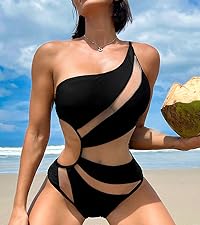 sexy one piece swimsuit bathing suit cutout monokini mesh one piece women