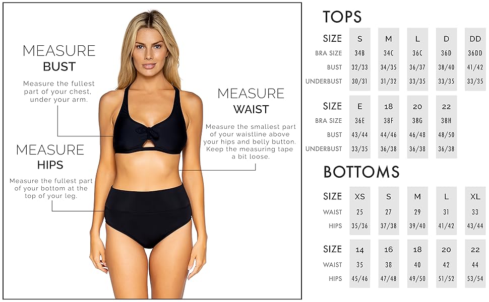 Sunsets tops and bottoms size charts.