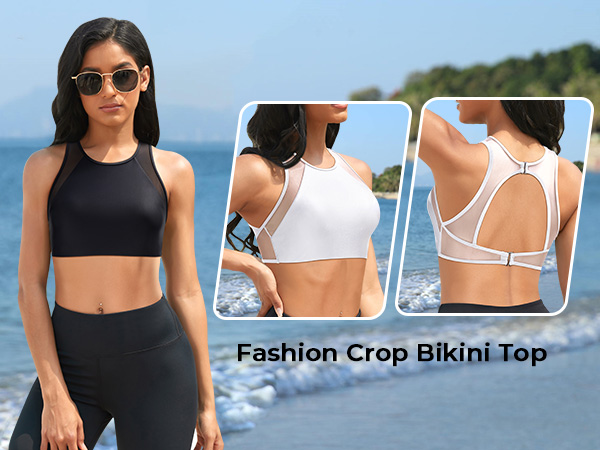 crop swims top for women mesh