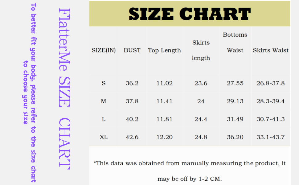 FlatterMe Size Chart