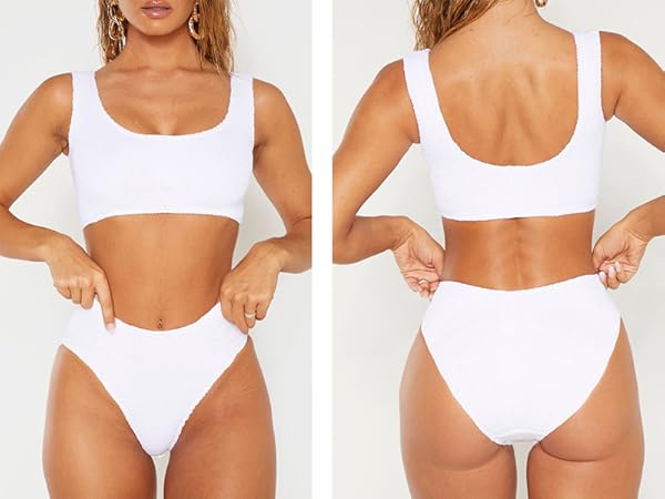 white bikini set for women tummy control