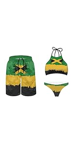 Jamaica Flag Couple Swimsuits Matching Set