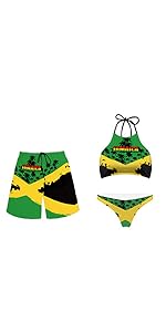 Jamaica Flag Couple Swimsuits