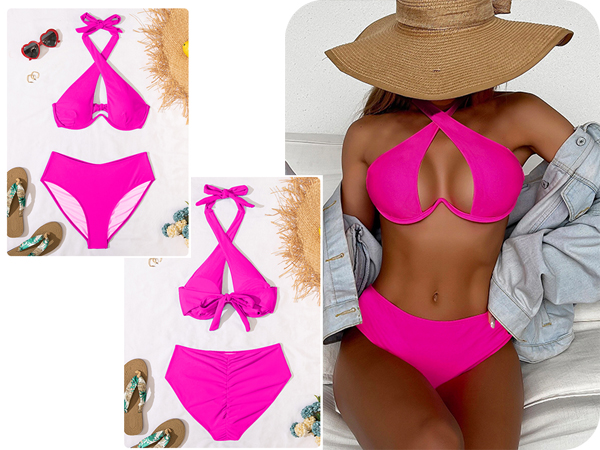 Two Piece Halter Neck Bikini Set 