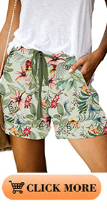 Women Floral Print Summer Casual Shorts with Pockets