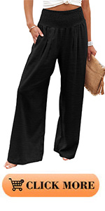 Women Summer High Waisted Palazzo Pants Wide Leg Long Lounge Pant Trousers with Pocket