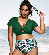 Plus Size Two Piece Swimsuits High Waisted Bikini Set