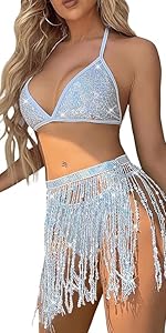 Women''s Sexy Sequin Halter Triangle Bikini Bathing Suit