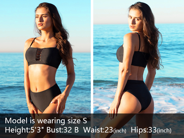 Sexy Bikini Set for Women Bandeau Top High Waisted Bottom Two Piece Swimsuit-02 