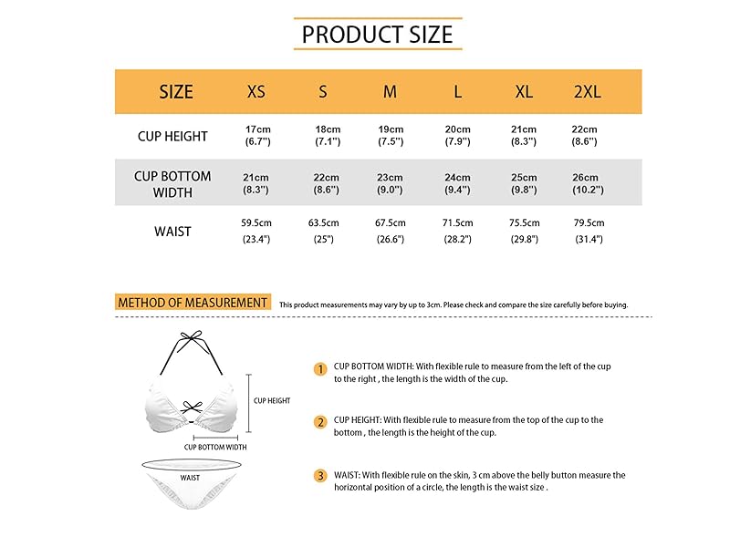 Bikini Size Chart