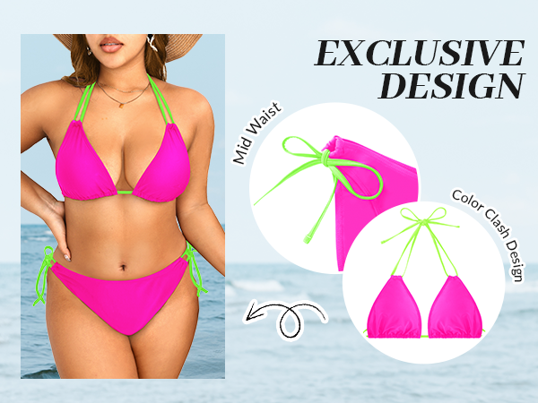 two piece double straps triangle bikini