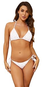 Women Sparkle Glitter Swimwear Shiny Crystal Rhinestones Thong Bikini Sets Tie Side Bathing Suits