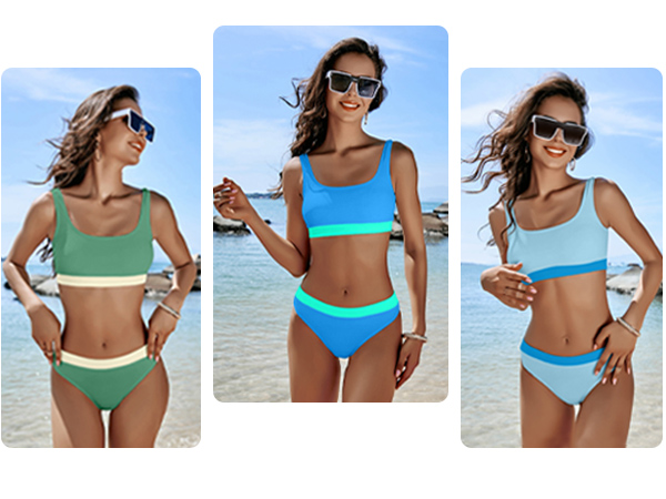 teens color block swimsuit