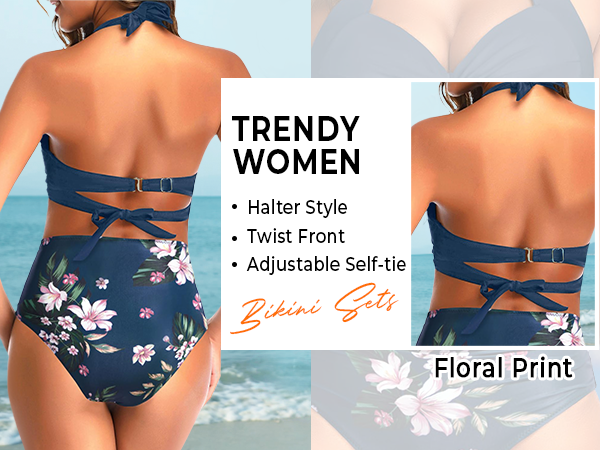 two piece swimsuit for women high waisted