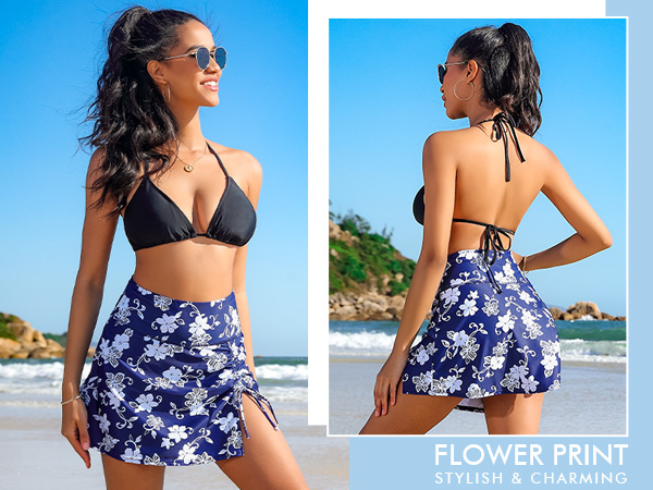 High Waisted Split Swim Skirt