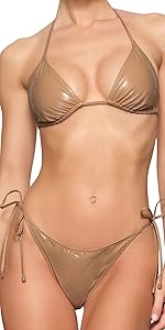 Metallic PVC Bikini Set for Women