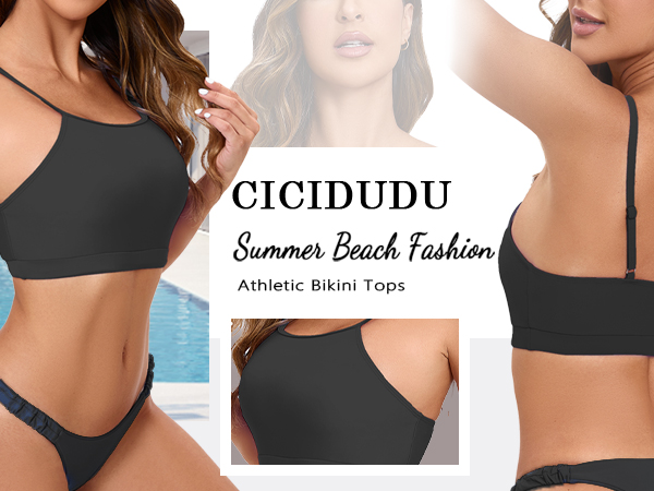 CICIDUDU Womens Bikini Tops Summer Beach Althletic Sports Bra Bathing Suits Swimsuit