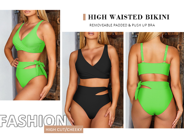 women''s high waisted bikini sets two piece swimsuits