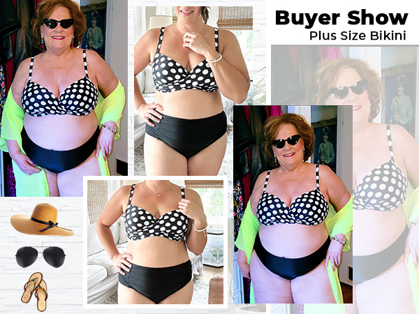 Plus Size Two Piece High Waisted Bikini Swimsuits