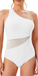 One-Shoulder Slash Neck Swimsuit