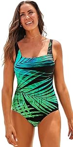 Chlorine Resistant Square Neck Tummy Control One Piece Swimsuit