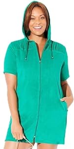  Short Sleeve Sport Alana Terry Cloth Cover Up Hoodie