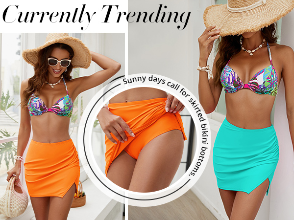 Women High Waisted Swim Skirt SWDIOAF