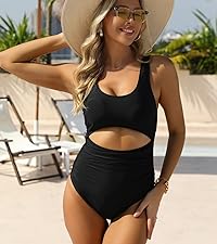 VIMPUNEC Women Tummy Control One Piece Swimsuit High Waisted Bathing Suit Cut Out Swimwear