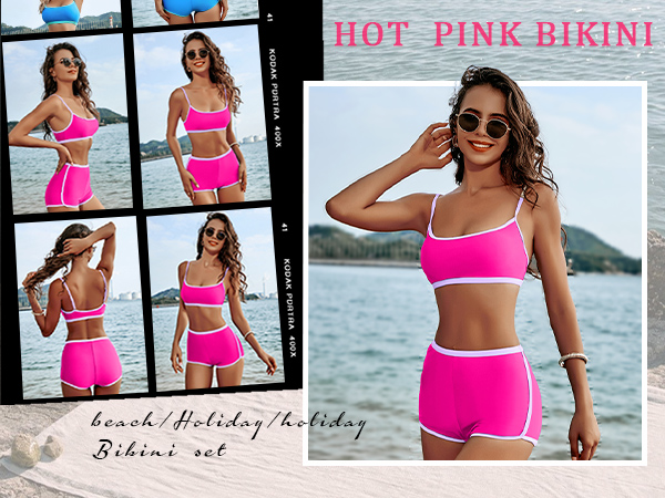 High Waisted Bikini Set With Board Short: