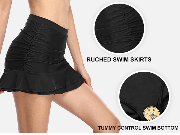 black swim skirt for women swimsuit skirt bottoms for women high waist swim skirt