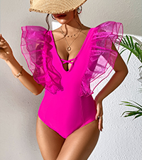 Organza ruffle one piece swimsuit