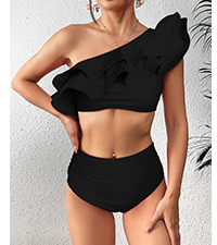 Ruffle One Shoulder Bikini