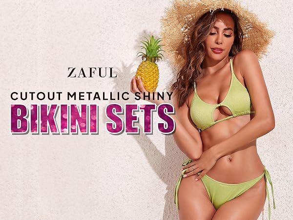 ZAFUL Glitter String Bikini Sets