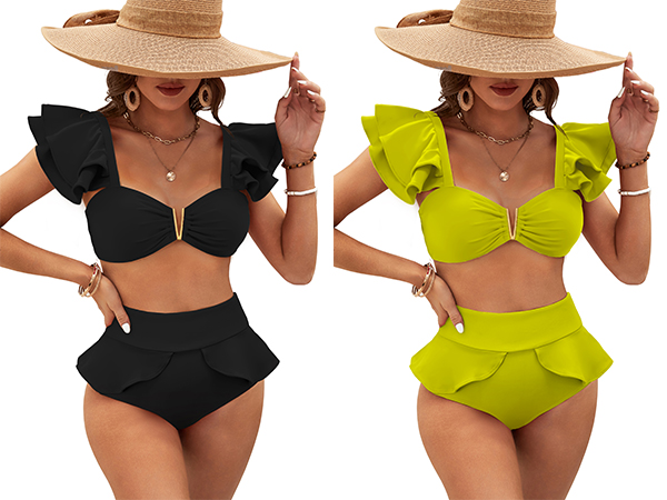 Ruffle High Waisted Swimsuit