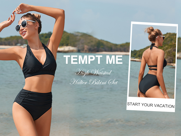 Tempt Me Women Two Piece High Waisted Bikini Set Swimsuits 