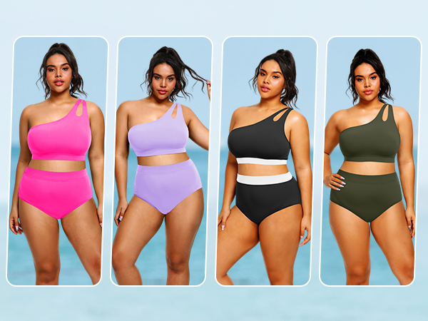 plus size one shoulder swimsuit