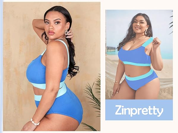 PLUS SIZE Scoop Neck Crop top bikini