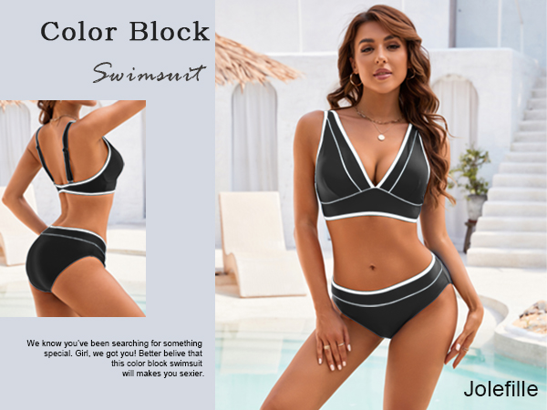 Color Block Two Piece Swimsuit