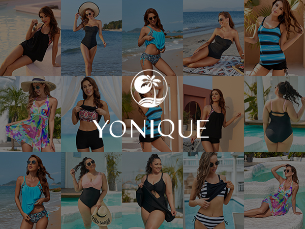 Yonique Womens Plus Size Bikini High Waisted Swimsuits Two Piece Bathing Suits