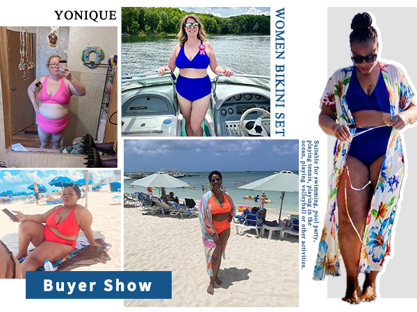 Yonique Womens Plus Size Bikini High Waisted Swimsuits